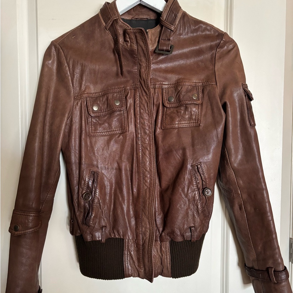 Alpha Industries Brown Leather Jacket